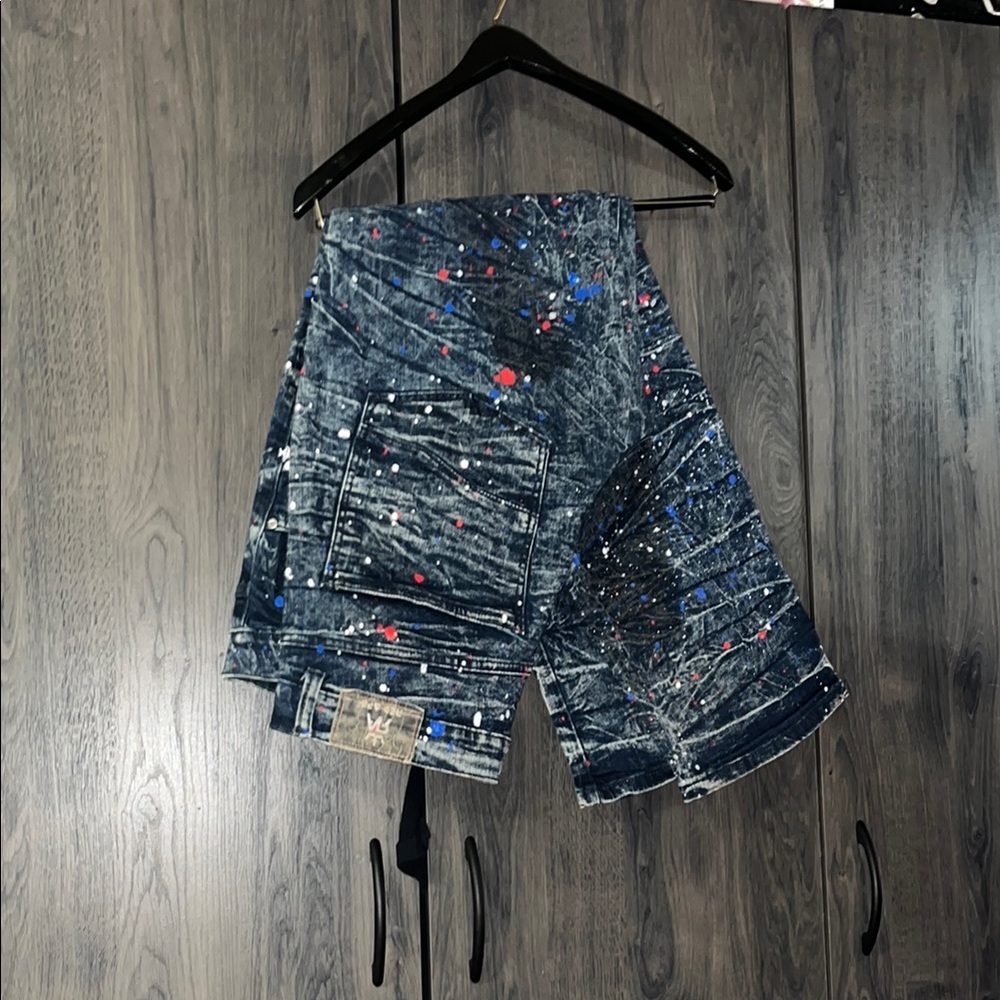 Men’s Red Ape Paint Splatter Jeans Size 38